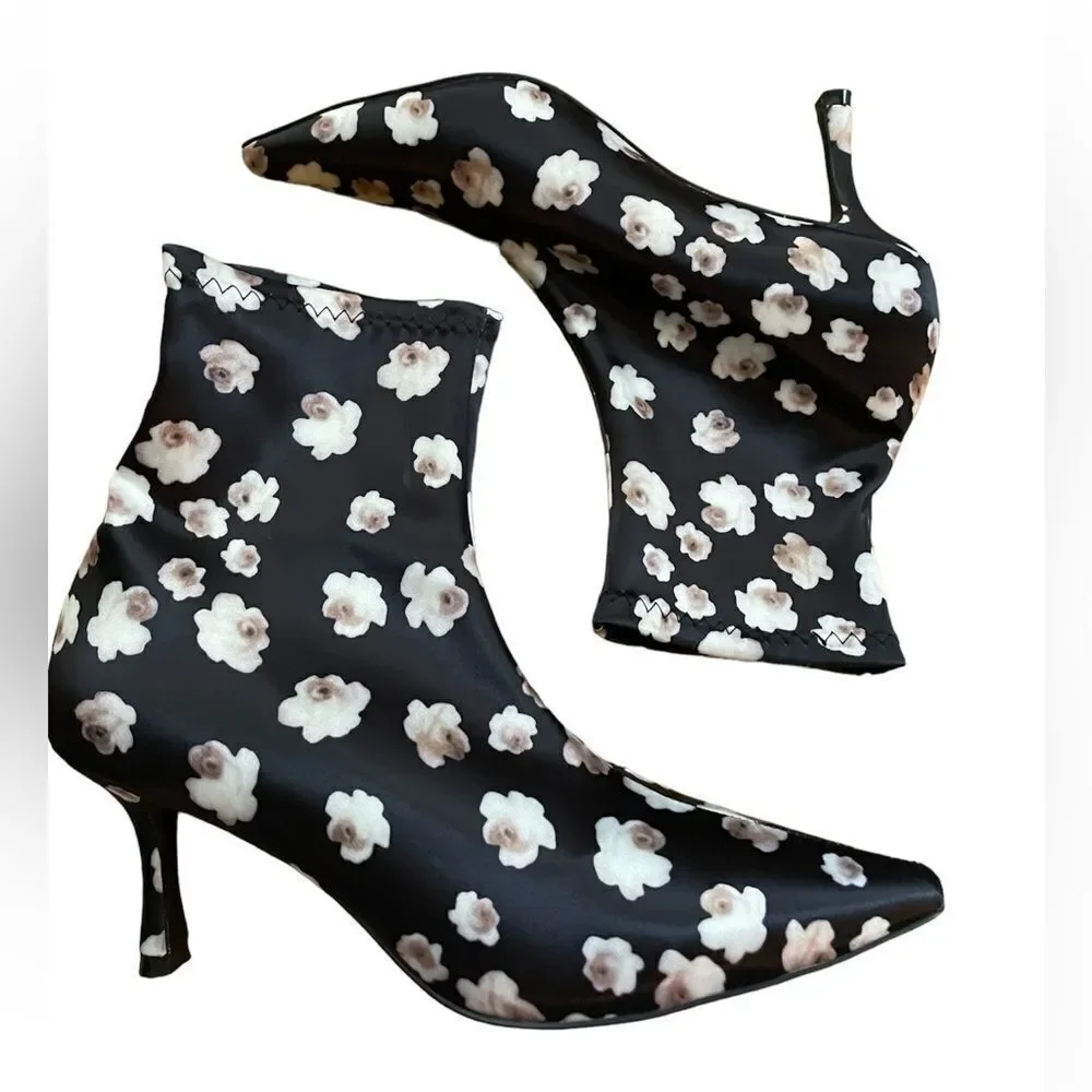 Senso Satin Ankle Boots Popcorn Print 7